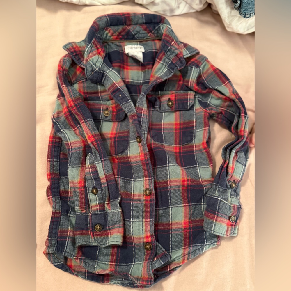 Plaid Kids Shirt - Blue and Red